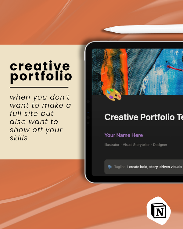 Creative Portfolio Template | Notion Portfolio Template for Illustrators, Designers & Artists
