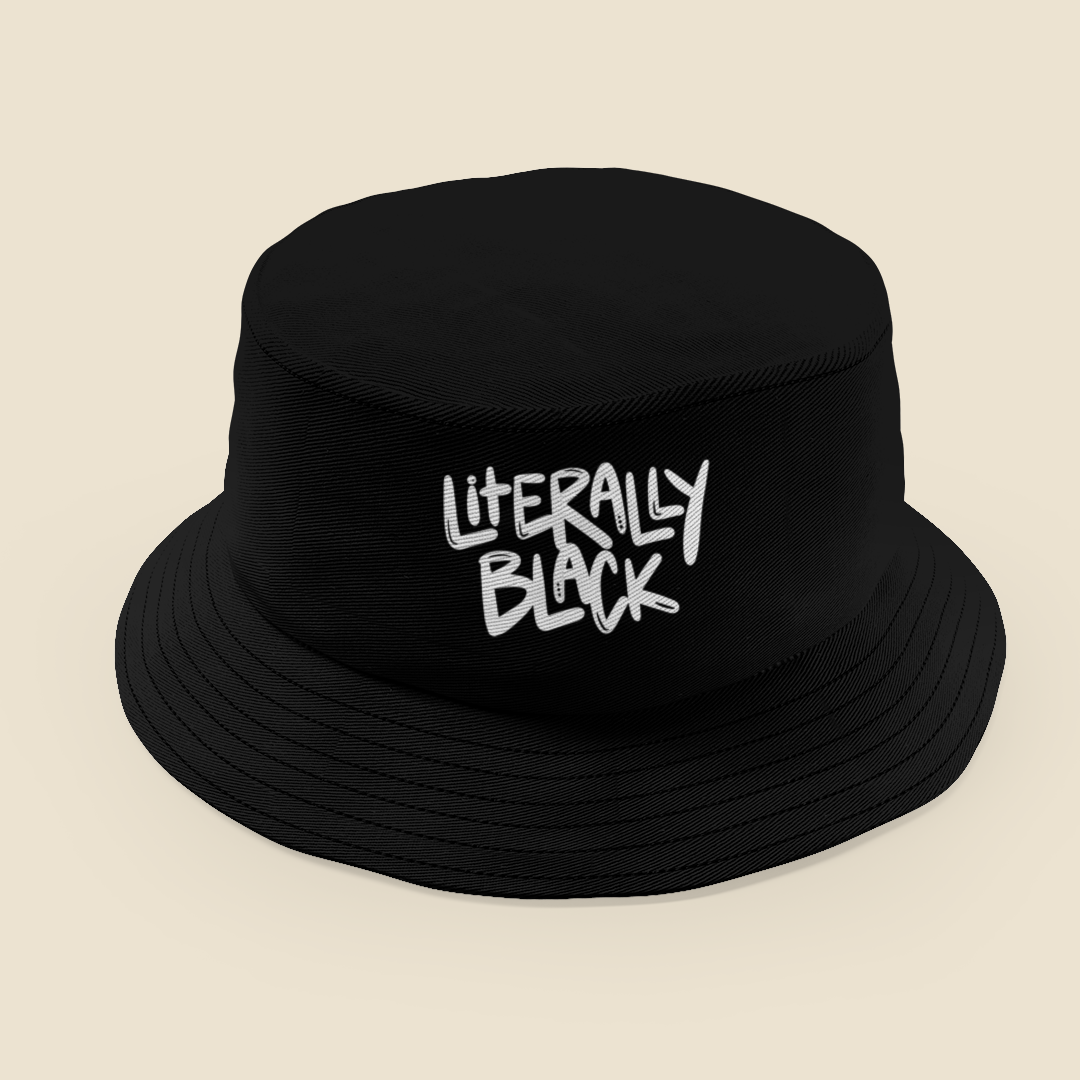 Literally Black Logo Embroidered Bucket Hat (PICKUP ONLY)