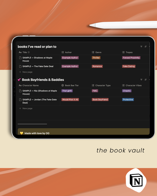 The Book Vault | Notion Reading Tracker & Book Database Template for BookTok & Bookstagram