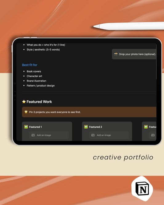 Creative Portfolio Template | Notion Portfolio Template for Illustrators, Designers & Artists
