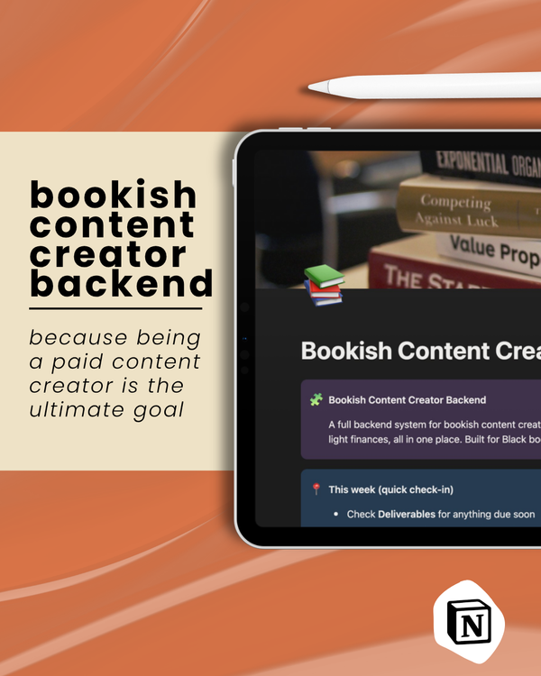Bookish Content Creator Backend | Notion Template for BookTok, Bookstagram & Brand Deals
