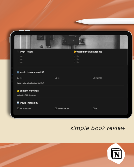 Simple Book Review Template | Free Notion Template for Readers