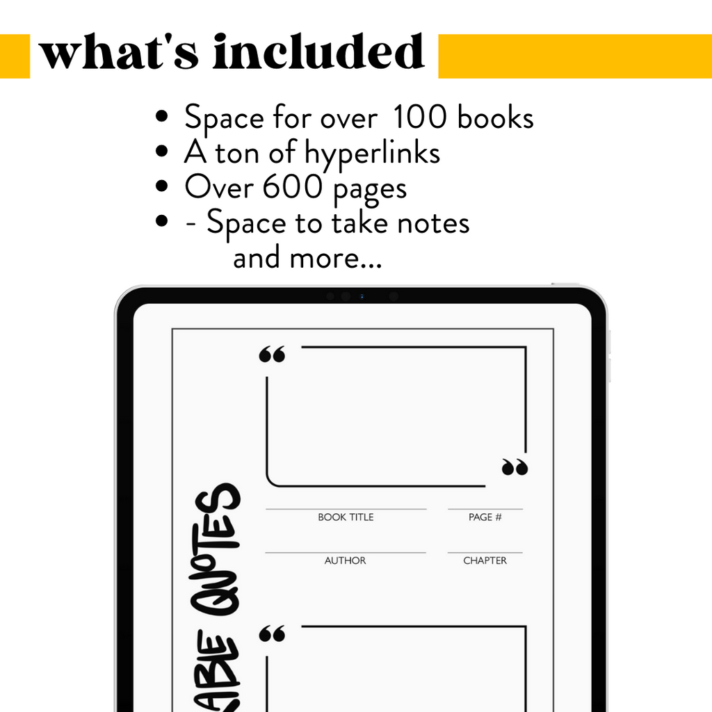 digital reading journal| goodnotes compatible